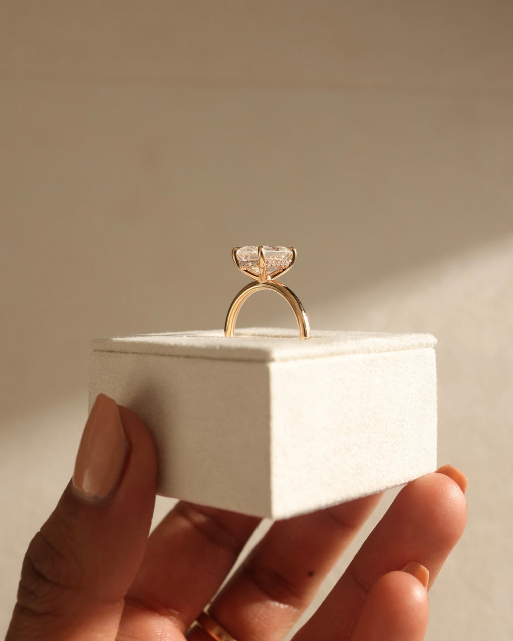 2.23 CT Emerald Cut Lab Grown Hidden Halo Engagement Ring