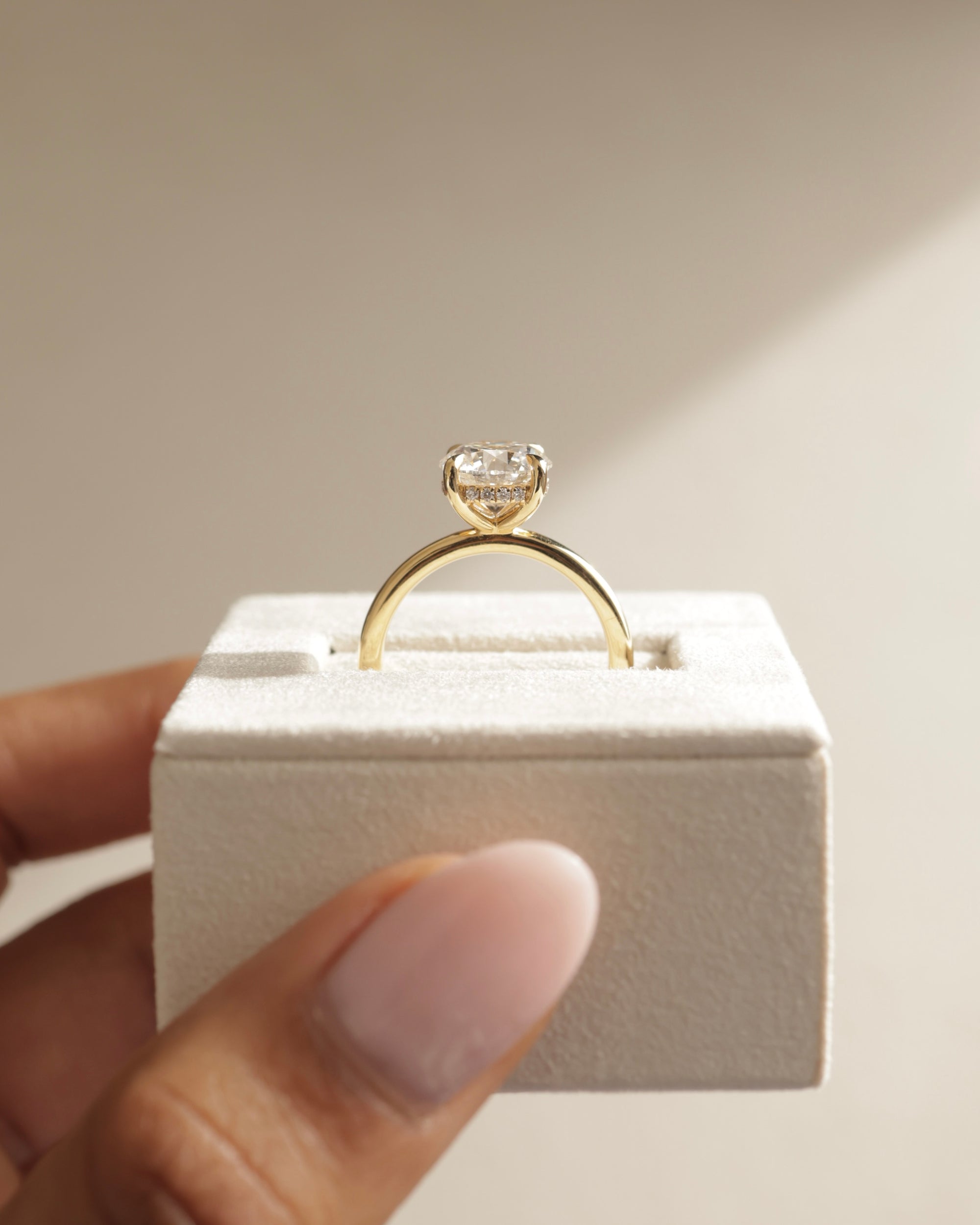 2.35-4.35 CT Round Cut Lab Grown Diamond Hidden Halo Engagement Ring Secondary image