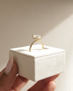 2.50-4.50 CT Emerald Cut Lab Grown Diamond  Hidden Halo & Pave Engagement Ring