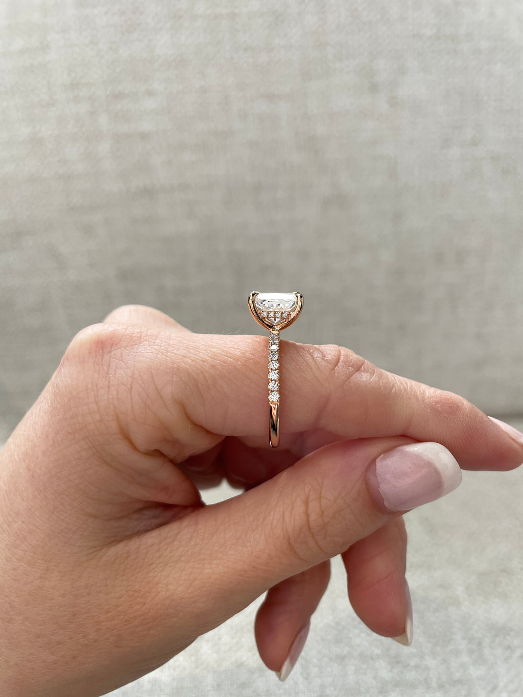 2.01-4.01 CT Elongated Cushion Cut Lab Grown Diamond Hidden Halo & Pave Engagement Ring