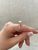 2.01-4.01 CT Elongated Cushion Cut Lab Grown Diamond Hidden Halo & Pave Engagement Ring