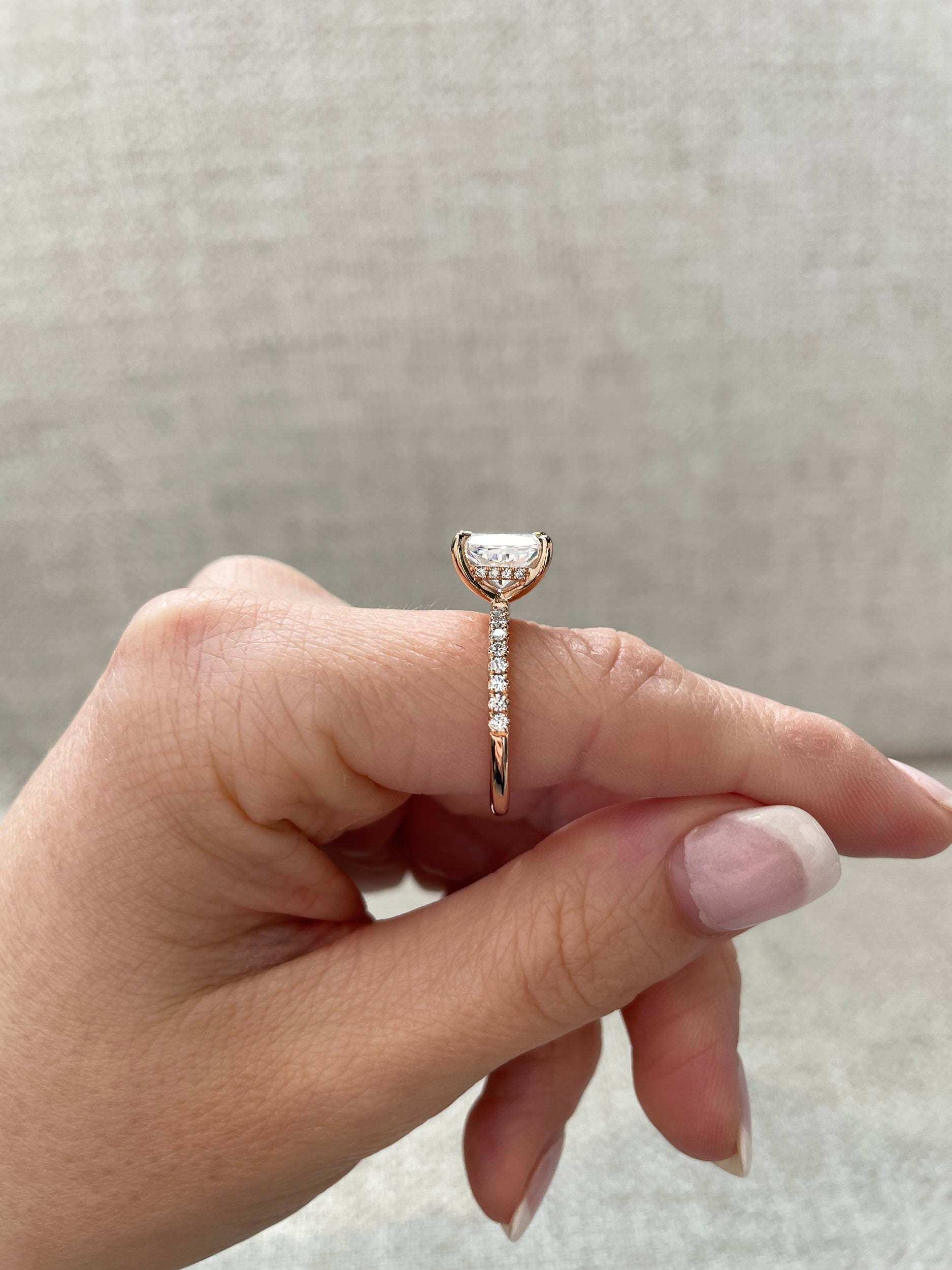 2.01-4.01 CT Elongated Cushion Cut Lab Grown Diamond Hidden Halo & Pave Engagement Ring