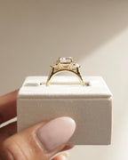 2.02-4.02 CT Elongated Cushion Cut Lab Grown Diamond Three Stone & Pave Engagement Ring