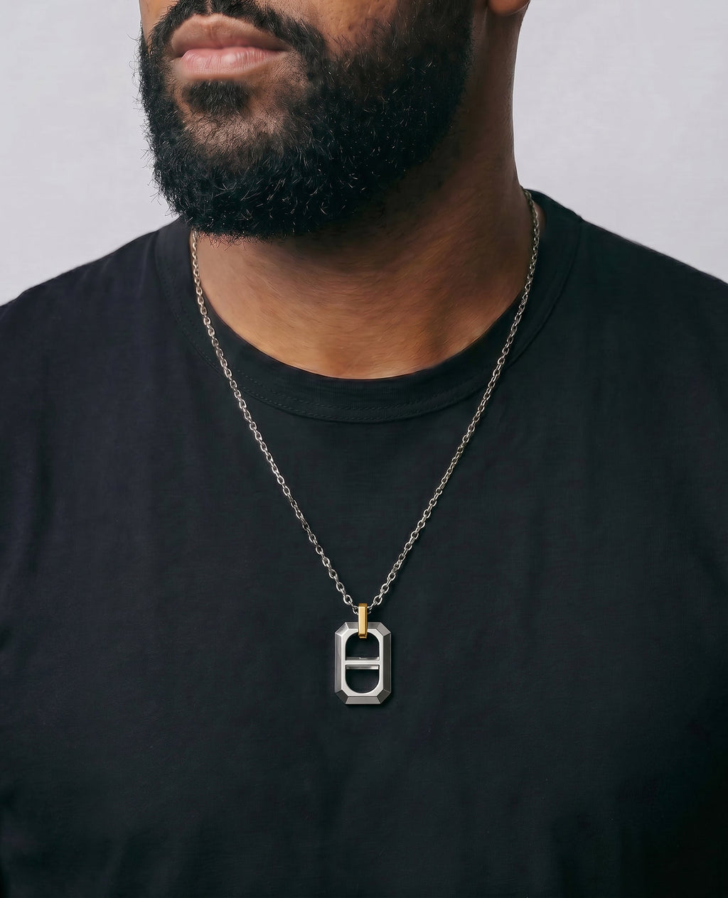 HERCULES Two-Tone Silver and 18k Yellow Gold Pendant