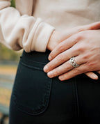 LA PAZ Gold Matching Diamond Wedding Band Set