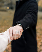 LA PAZ Gold Matching Diamond Wedding Band Set