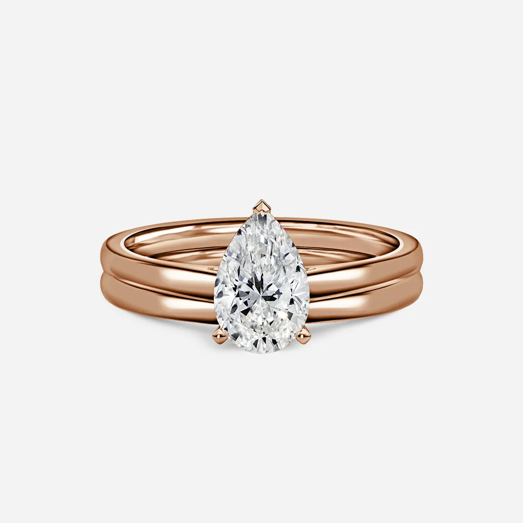 1.0 CT Pear Cut Moissanite Solitaire Bridal Ring Set