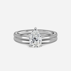 1.0 CT Pear Cut Moissanite Solitaire Bridal Ring Set