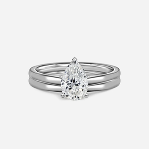1.0 CT Pear Cut Moissanite Solitaire Bridal Ring Set