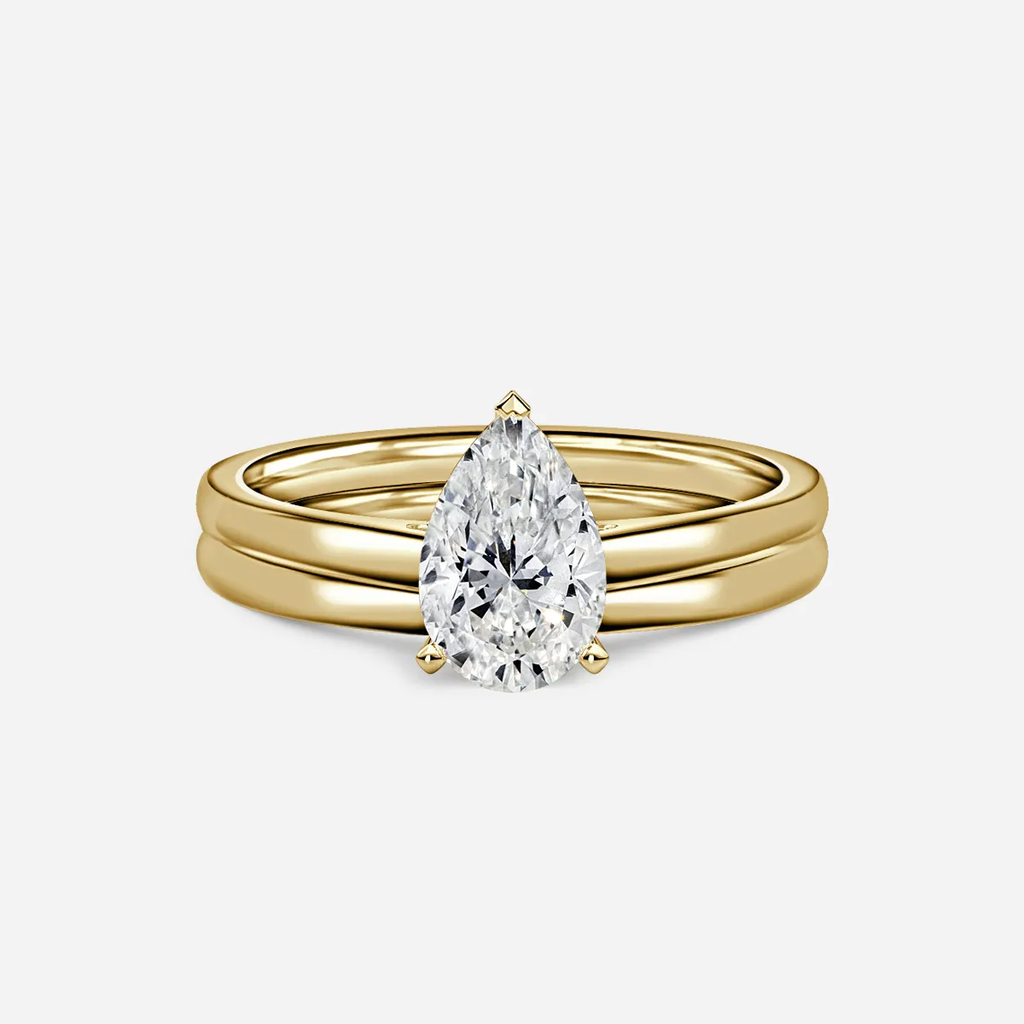 1.0 CT Pear Cut Moissanite Solitaire Bridal Ring Set