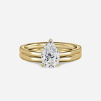 1.0 CT Pear Cut Moissanite Solitaire Bridal Ring Set