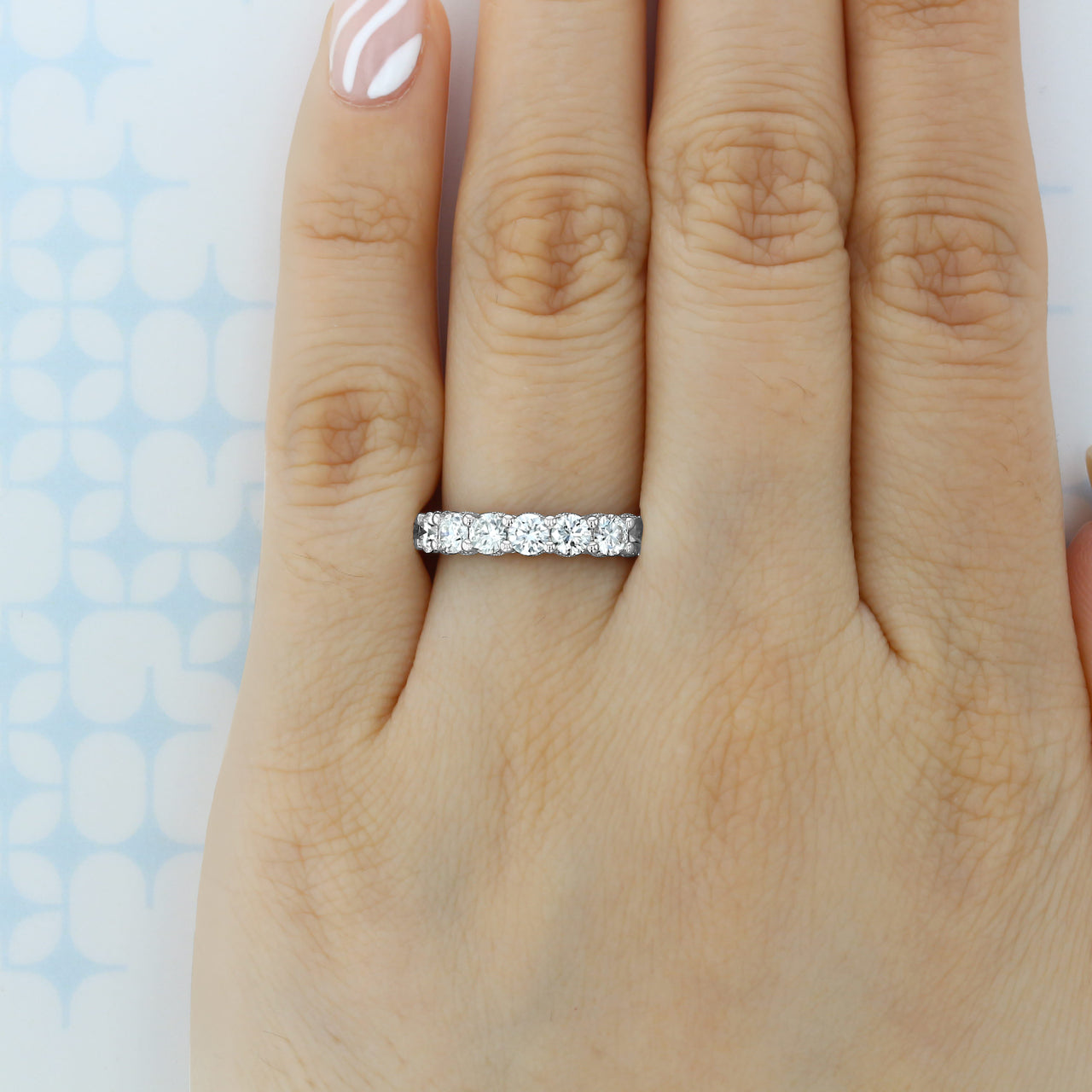 3.20 TCW Round Brilliant Cut Full Eternity Moissanite Wedding Band