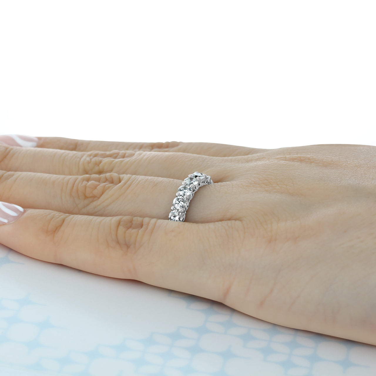 3.20 TCW Round Brilliant Cut Full Eternity Moissanite Wedding Band