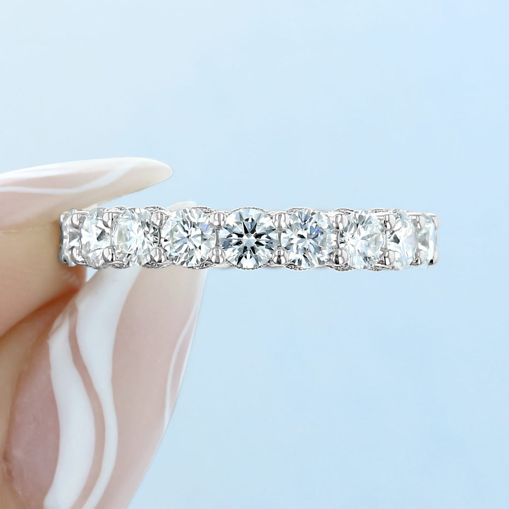 3.20 TCW Round Brilliant Cut Full Eternity Moissanite Wedding Band