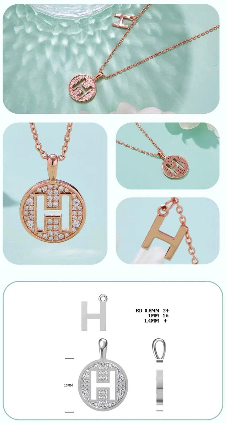 Personalized "H" latter diamond necklace