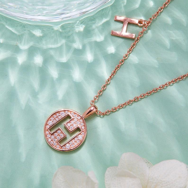 Personalized "H" latter diamond necklace