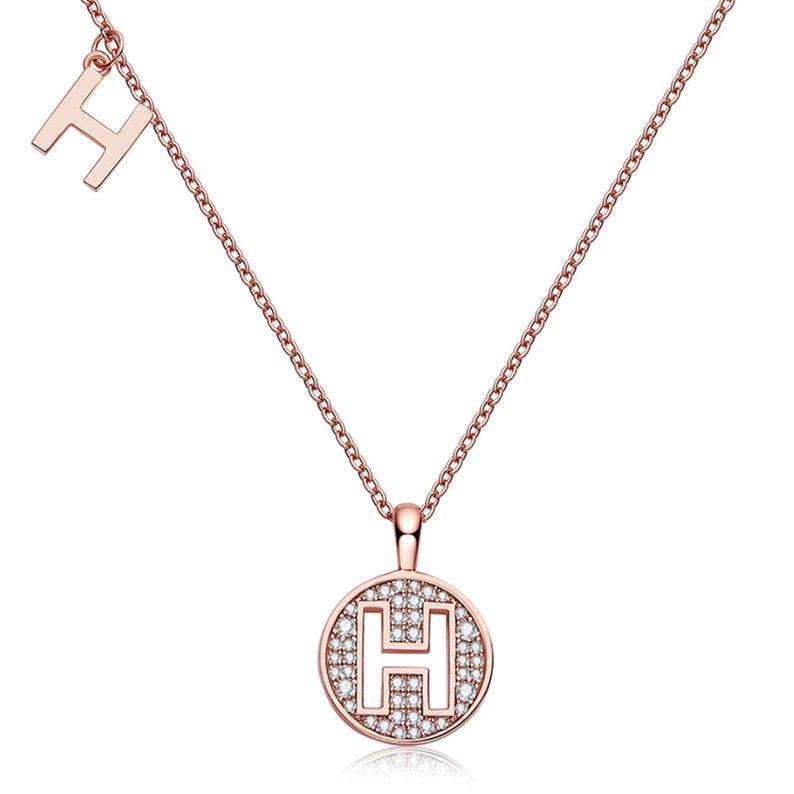 Personalized "H" latter diamond necklace