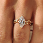 Solitaire Marquise Ring With Wedding Band in half eternity