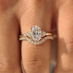 Oval Engagement Ring with Wedding Band in Half Eternity Style