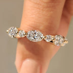 Round and Oval Cut Diamond Half Eternity Band