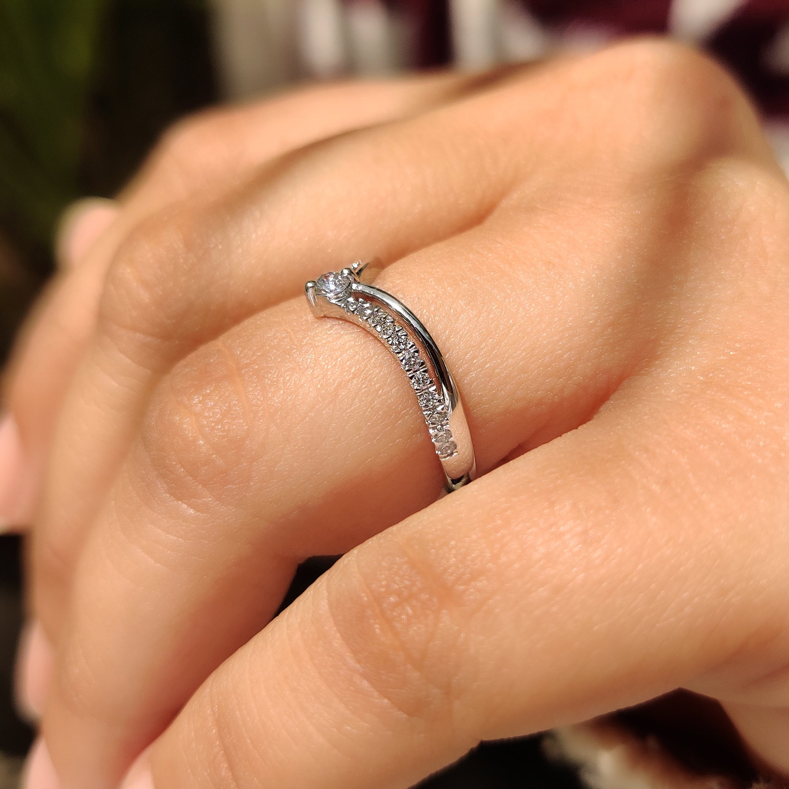 Round Diamond Wedding Band In Chevron Style