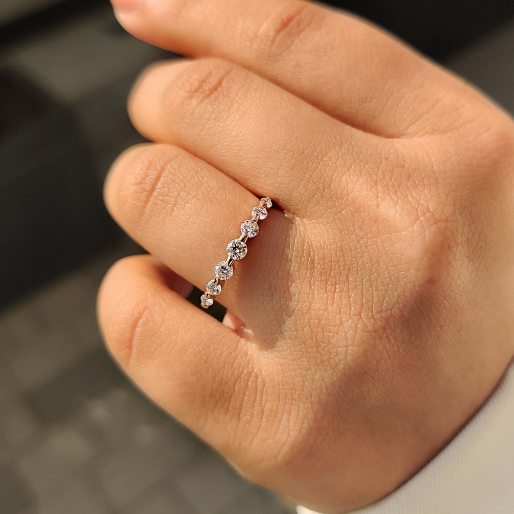 Half Eternity Round Diamond Band in Seven Stone Style