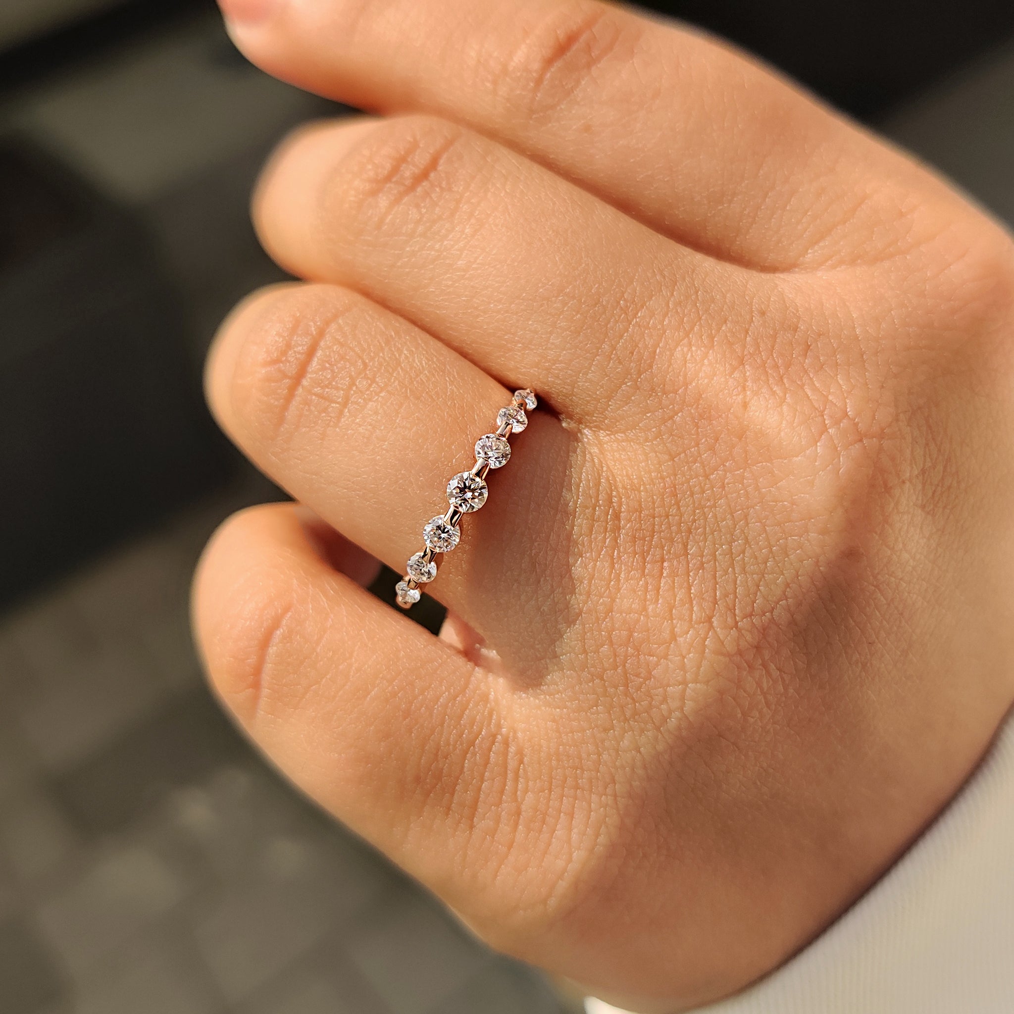 Half Eternity Round Diamond Band in Seven Stone Style