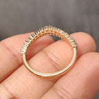 Round Diamond Curved Wedding Band with Double Row