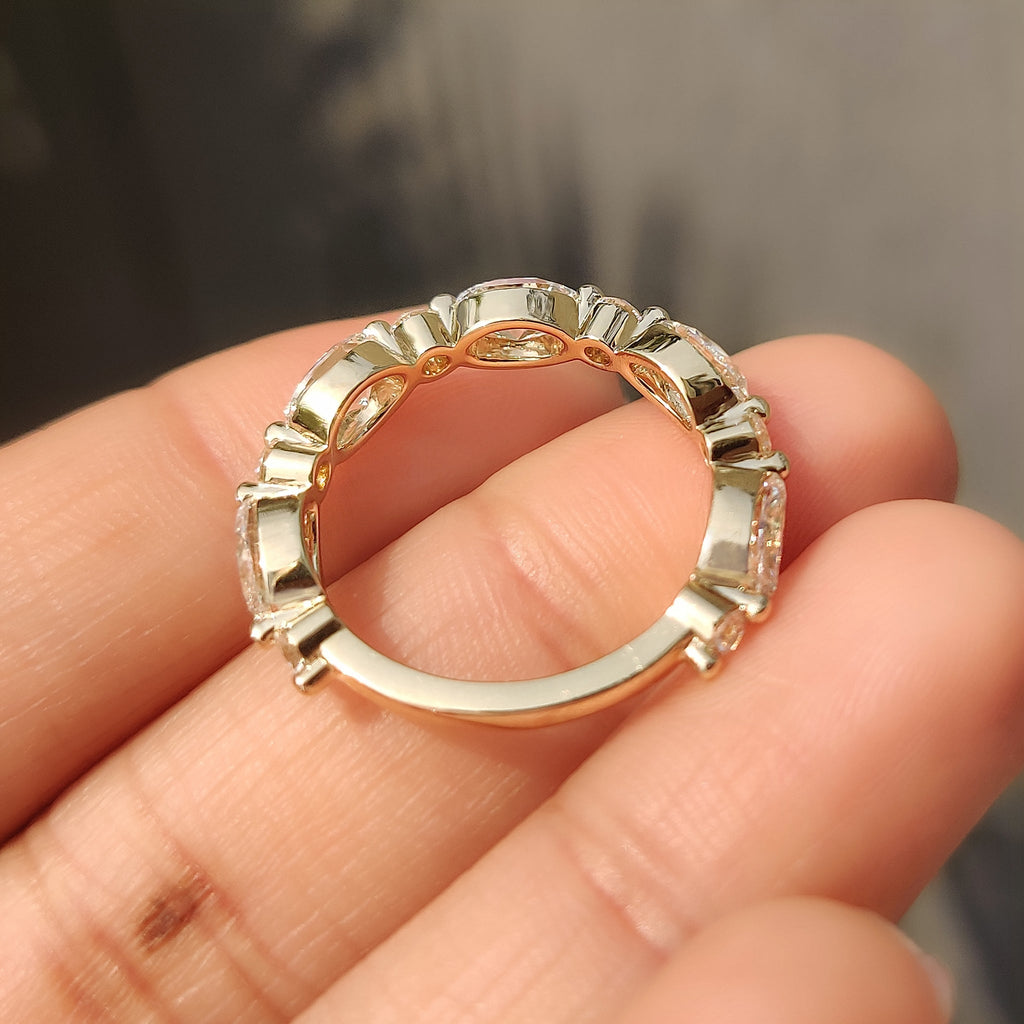 Round and Oval Cut Diamond Half Eternity Band