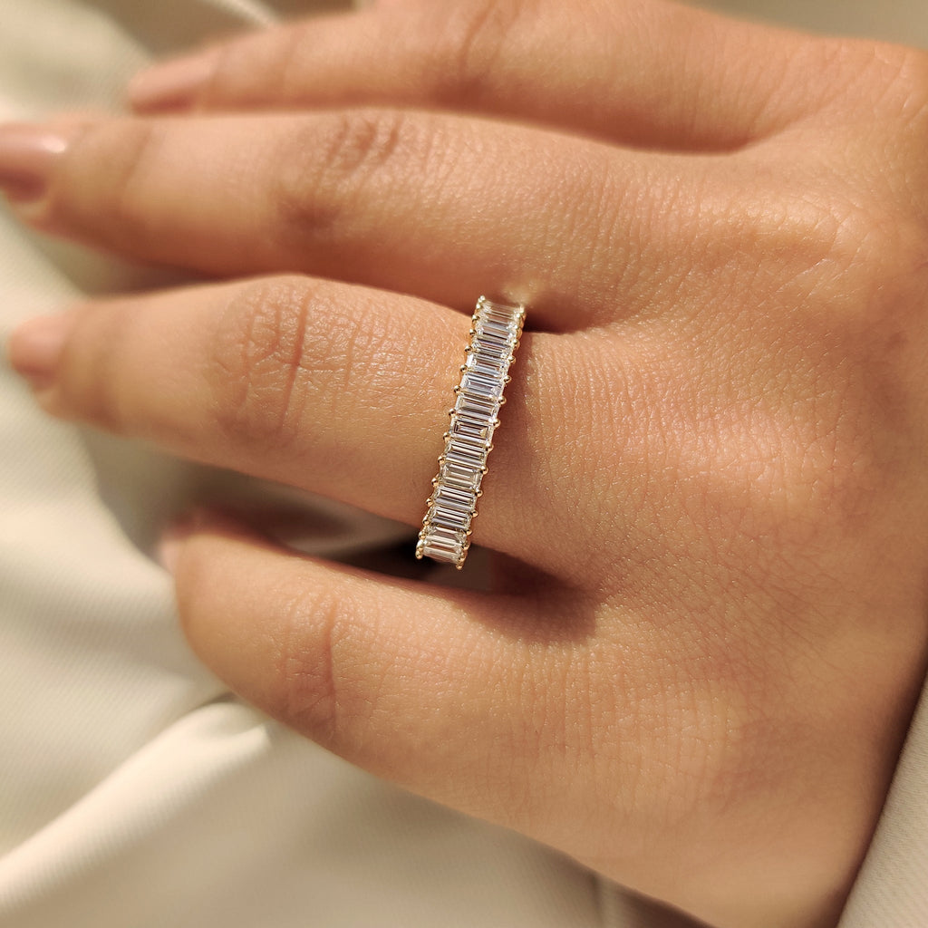 Half Eternity Baguette Diamond Wedding Band
