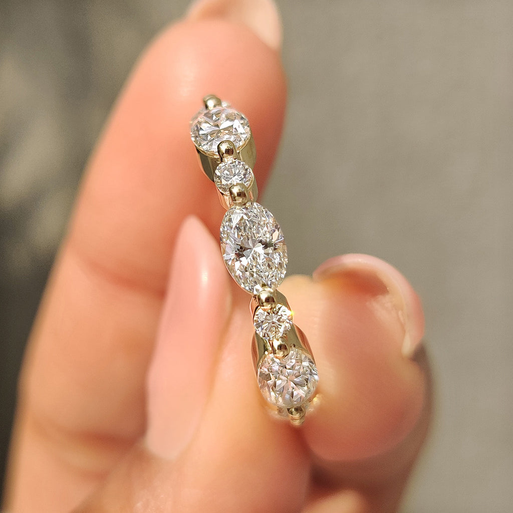 Round and Oval Cut Diamond Half Eternity Band