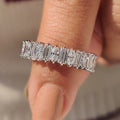 Baguette and Oval Half Eternity Band in Tapered Shank