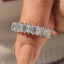 Baguette and Oval Half Eternity Band in Tapered Shank