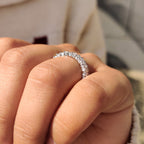 Baguette and Oval Half Eternity Band in Tapered Shank