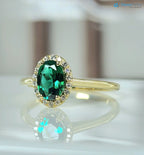 Halo Diamonds Engagement Ring for Wife to Be Oval Cut Dainty Ring - DisneyValley