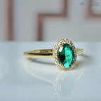 Halo Diamonds Engagement Ring for Wife to Be Oval Cut Dainty Ring - DisneyValley