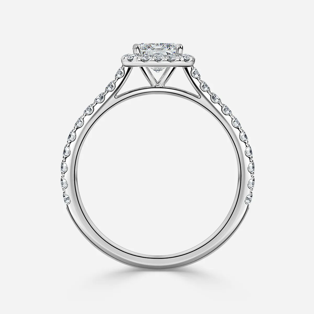 1.30 CT Radiant Moissanite Halo Engagement Ring