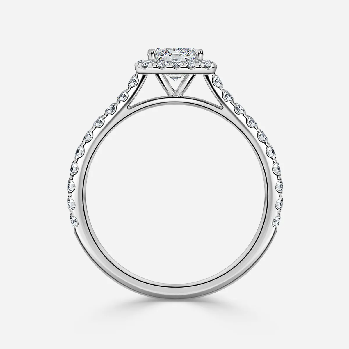 1.30 CT Radiant Moissanite Halo Engagement Ring