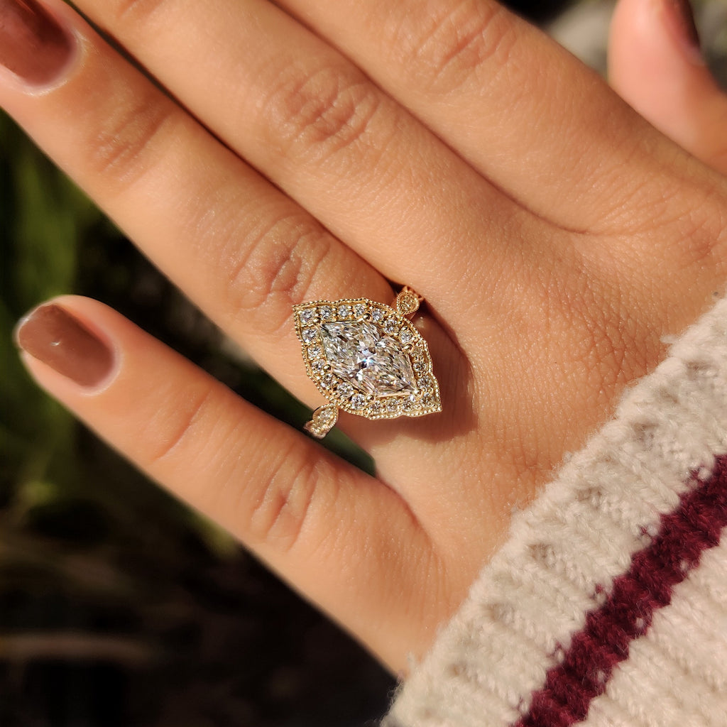 Dutch Marquise Engagement Ring in Vintage Style