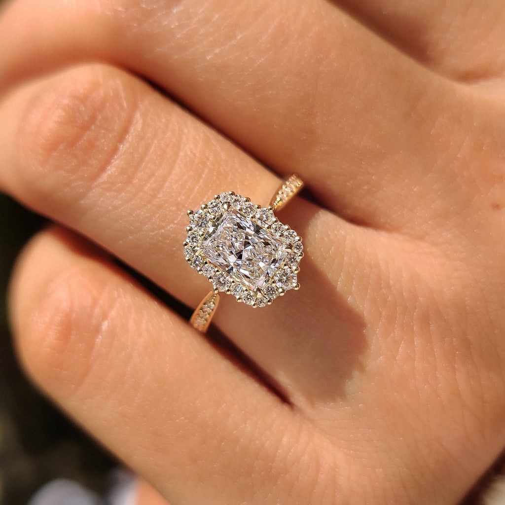 Radiant Cut Ring with Round Cut Pave Band