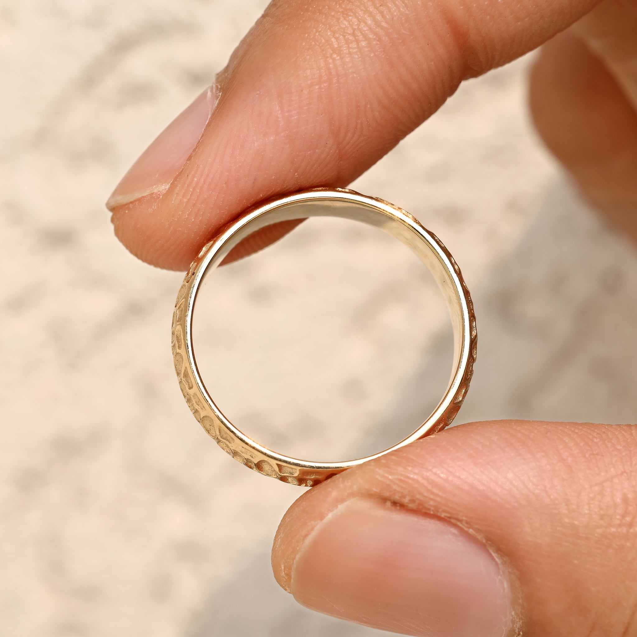 Men's Engagement Ring in Hammer Finish