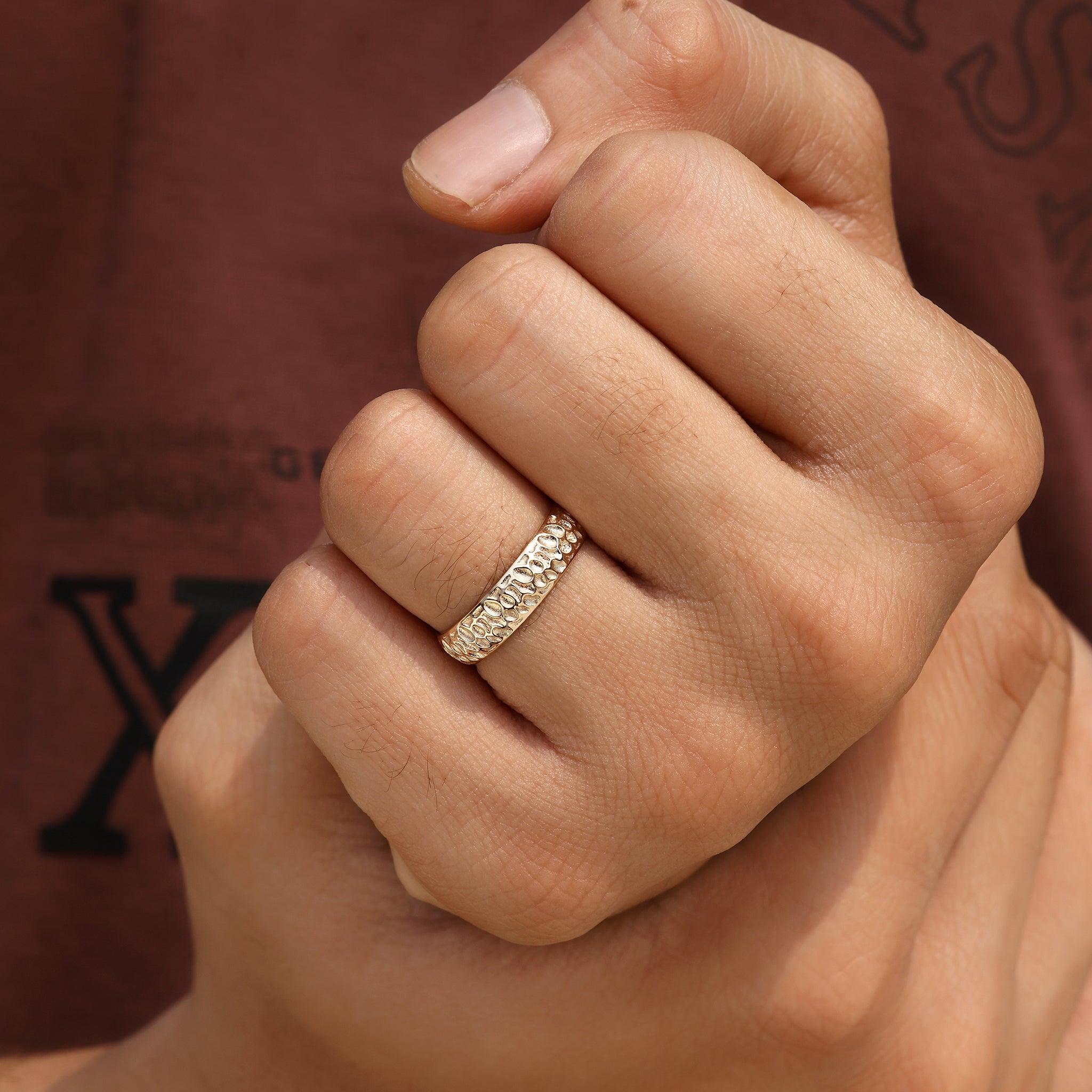 Men's Engagement Ring in Hammer Finish