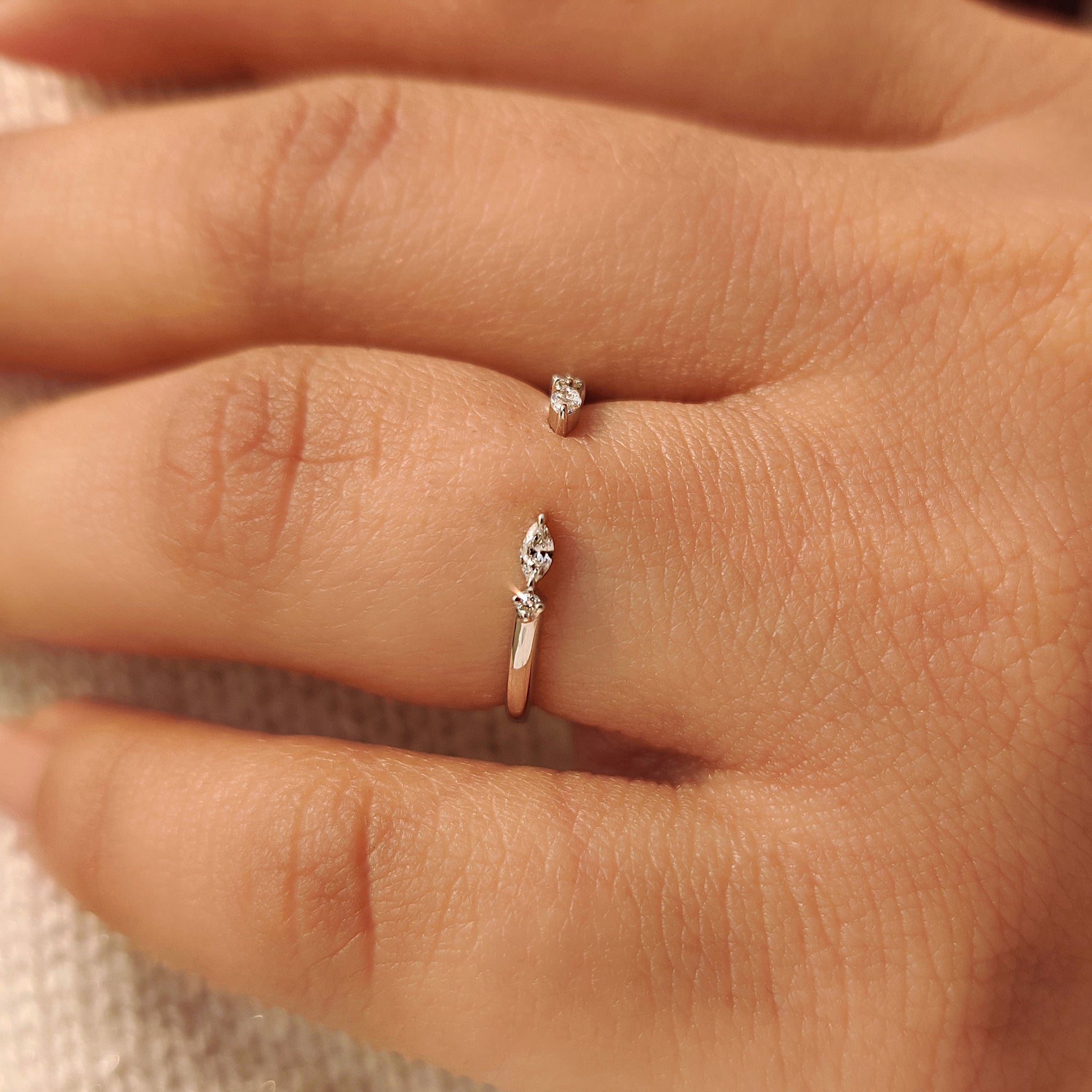 Marquise and Round Diamond Band in Open Gap Style