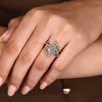Hexagon Step Engagement Ring With Wedding Band In Nature Inspired