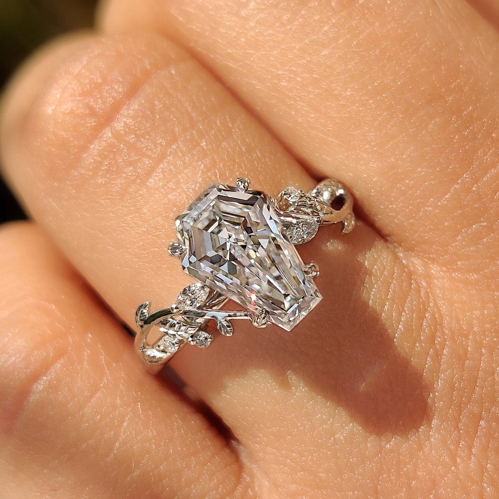 Nature Inspired Style Coffin Cut Engagement Ring Secondary image