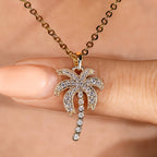 Palm Tree Pendant with Round Lab Grown Diamond in Tropical Style