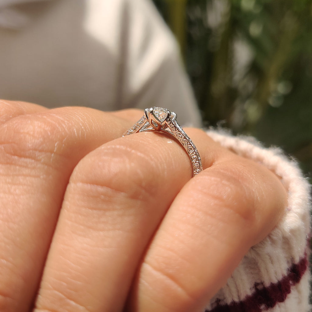 Split Shank Marquise Cut Engagement Ring in Solitaire Style