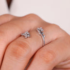 Marquise and Round Wedding Band in Nature Inspired Style