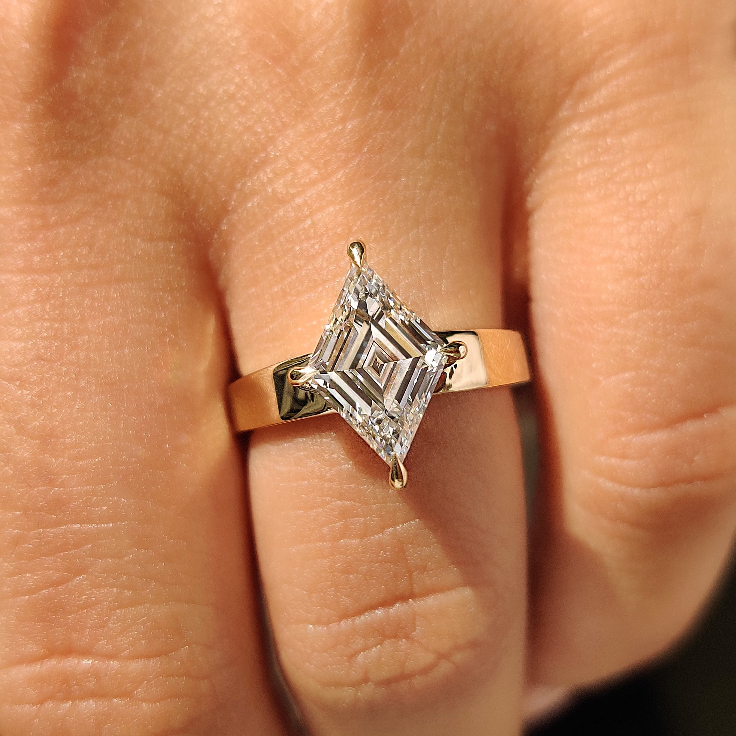 Lozenge Cut Engagement Ring in Solitaire Style