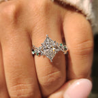 Nature Inspired Dutch Marquise Diamond Ring With Cluster Setting
